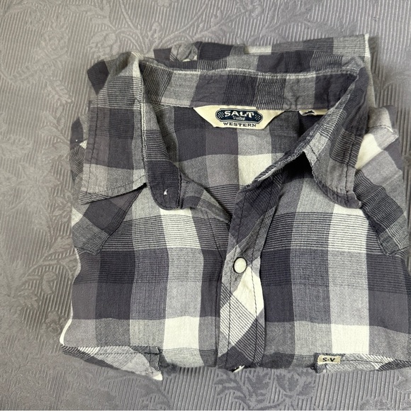 Salt Valley Western Pearl Snap Plaid Cotton Shirt M 40” Chest - Picture 12 of 12